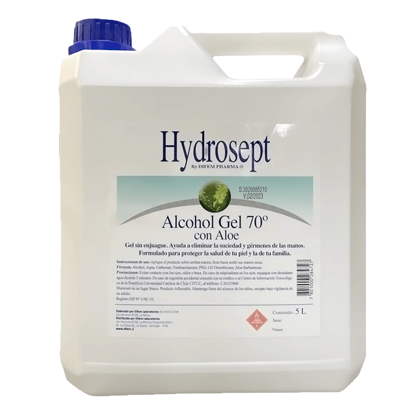 Alcohol gel hydrosept c/aloe 5 Lts Diferm